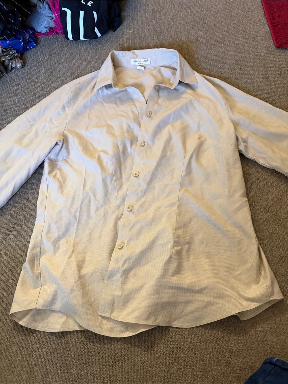 Cold water creek Beige Long-Sleeve Button-Down Dress Shirt